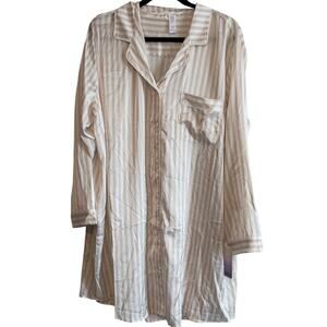 Stars Above Women's Pink Stripe Satin Notch Collar Nightgown - Size XXL - NWT